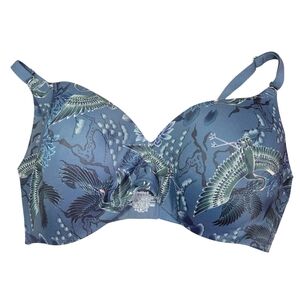 Sleekback Teal Bird Motif Bra Size 32E